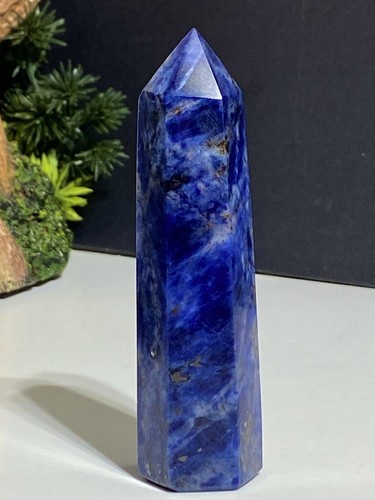 Blue sodalite crystal point - blue,